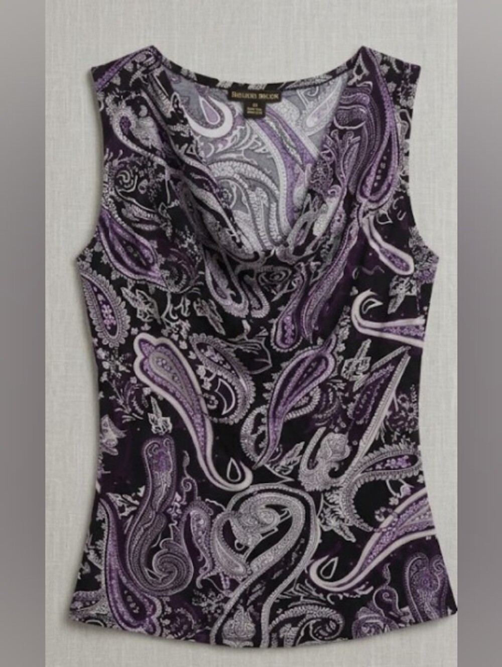 VTG 90's Beechers Brook Paisley Draped Neck Tank in Purple & Black (Sz M) Fall